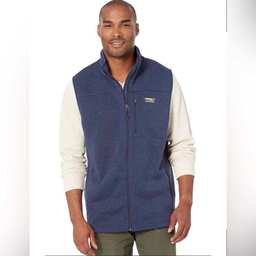 L.L.Bean Men's XXL Tall Navy Sweater Fleece Full Zip Vest Outdoor 2XL Tall